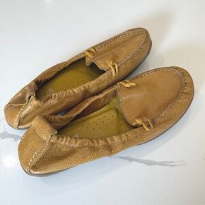 Hush Puppies Womens Leather Loafers HPO2 Flex Size 10M Yellow Slip On Fall Shoes